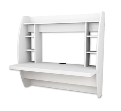 Prepac 42 Wall Mounted Floating Desk with Storage, White (WEHW-0200-1)