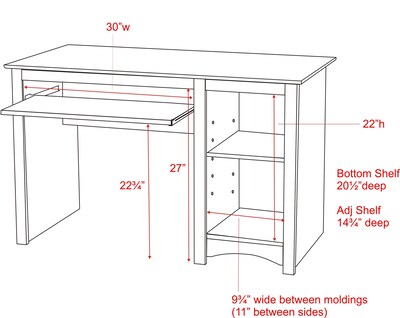 Prepac 48" W Computer Desk, Black (BDD-2948)