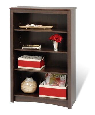 Prepac™ 48" 4-Shelf Bookcase with Adjustable Shelves, Espresso, Wood (EDL-3248)