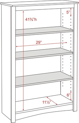 Prepac™ 48" 4-Shelf Bookcase with Adjustable Shelves, Espresso, Wood (EDL-3248)