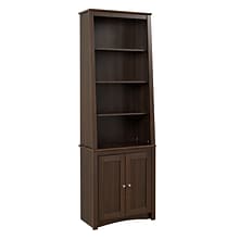 Prepac™ Tall Slant Back Bookcase With 2 Shaker Doors, Espresso