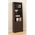 Prepac™ Tall Slant Back Bookcase With 2 Shaker Doors, Espresso