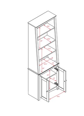 Prepac™ Tall Slant Back Bookcase With 2 Shaker Doors, Espresso