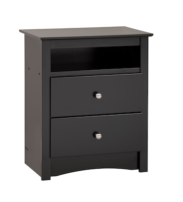 Prepac™ 28 Sonoma Tall 2 Drawer Nightstand With Open Shelf, Black (BDC-2428)