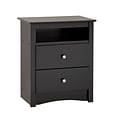 Prepac™ 28 Sonoma Tall 2 Drawer Nightstand With Open Shelf, Black (BDC-2428)