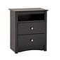 Prepac™ 28" Sonoma Tall 2 Drawer Nightstand With Open Shelf, Black (BDC-2428)