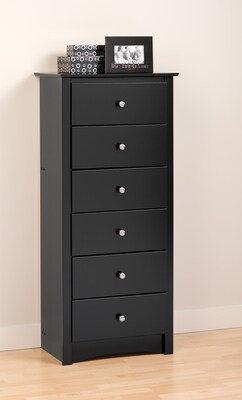 Prepac™ 53.25" Sonoma Tall 6 Drawer Chest, Black