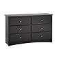 Prepac™ Sonoma Composite Wood Children's 6 Drawer Dresser, Black