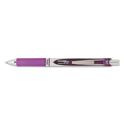 Pentel EnerGel Retractable Gel Pen, Medium Point, Purple Ink (BL77V)