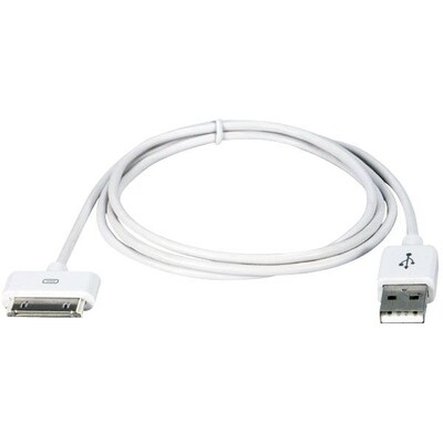QVS® 1.6 USB Sync and Charger Cable For iPod; iPhone and iPad, White