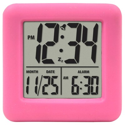 Equity by La Crosse Soft Pink Cube LCD Alarm Clock (70902)