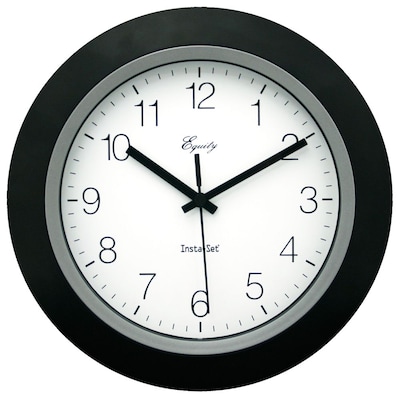 Equity by La Crosse 10 Inch Insta-Set Black Analog Wall Clock (40222B)