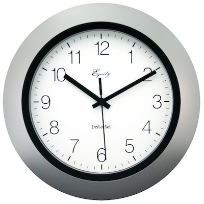 Equity by La Crosse 10 Inch Insta-Set Silver Analog Wall Clock (40222S)