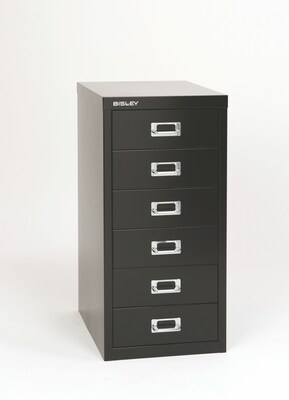 Bisley® 6-Drawer Steel Vertical File Cabinet, Black, Letter/A4 (MD6-BK)