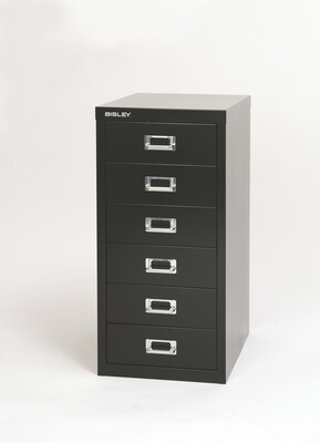 Bisley® 6-Drawer Steel Vertical File Cabinet, Black, Letter/A4 (MD6-BK)