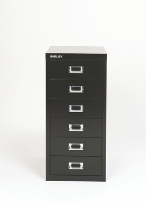 Bisley® 6-Drawer Steel Vertical File Cabinet, Black, Letter/A4 (MD6-BK)