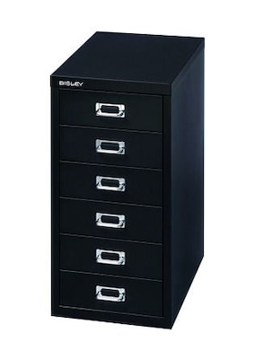 Bisley® 6-Drawer Steel Vertical File Cabinet, Black, Letter/A4 (MD6-BK)