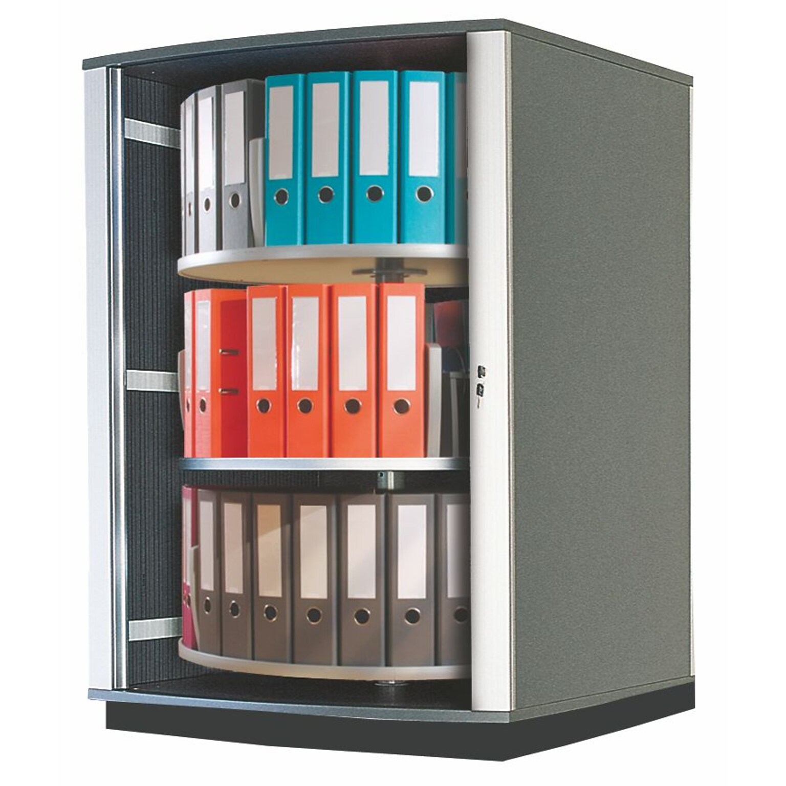 Moll® 51 Three Tier Lockfile Carousel Cabinet, Graphite