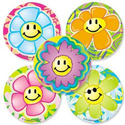 SmileMakers® Flower Power Stickers, 2-1/2”H x 2-1/2”W, 100/Roll