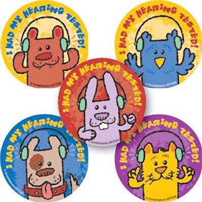 SmileMakers® Animal Hearing Test Stickers, 2-1/2”H x 2-1/2”W, 100/Roll