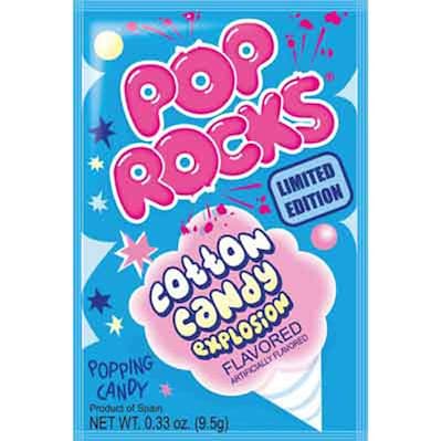 Cotton Candy Pop Rocks; 0.33 oz. Pouch, 24 Pouches/Box