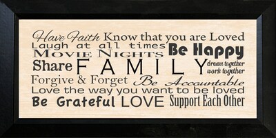 Diamond Decor "Family #2" Framed Print Art, 10" x 22"