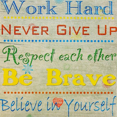 Diamond Decor "Work Hard Typography" Canvas Art, 15" x 15"