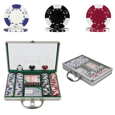 Trademark Poker™ 200 Lucky Crown Chip Set With Clear Top Aluminum Case