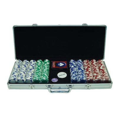 Trademark Poker™ 500 Holdem Poker Chip Set With Aluminum Case, Brilliant Silver