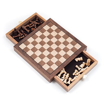 Trademark Games Elegant Inlaid Wood Chess Cabinet With Staunton Chessmen (844296060108)