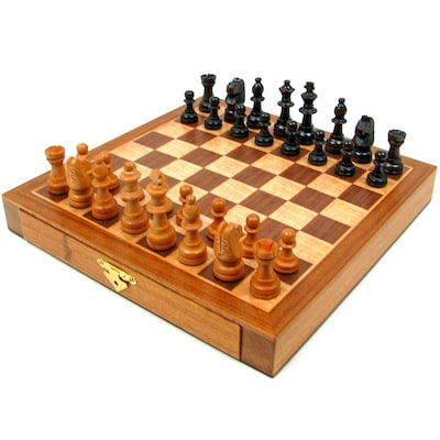 Trademark Games Elegant Inlaid Wood Chess Cabinet With Staunton Chessmen (844296060108)