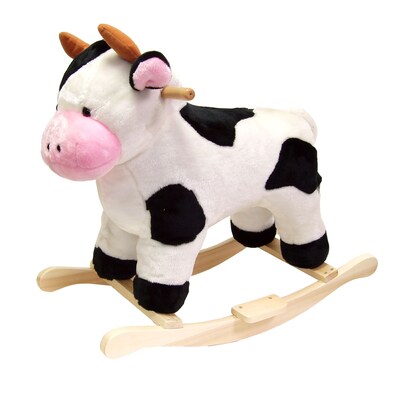 Happy Trails™ Plush Rocking Cow, White/Black/Pink
