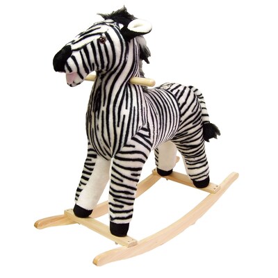 Happy Trails Plush Rocking Zebra, Black/White (886511219908)