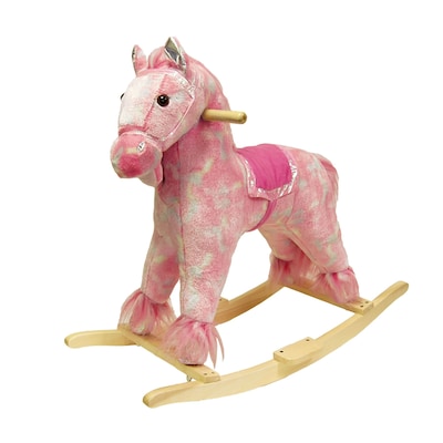 Happy Trails Plush Rocking Pony With Sound, Pink/White (886511219915)