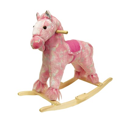 Happy Trails Plush Rocking Pony With Sound, Pink/White (886511219915)