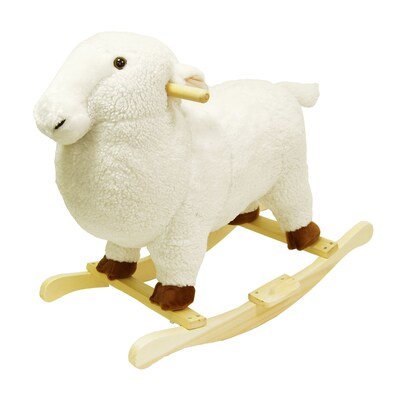 Happy Trails Plush Rocking Lamb, White (886511219946)