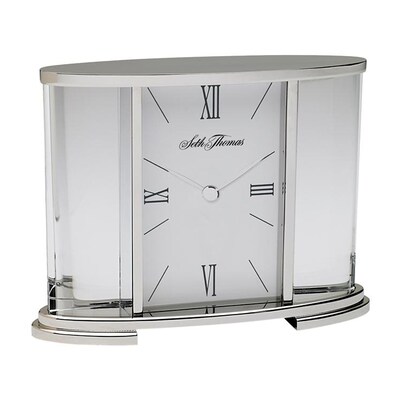 Seth Thomas TSI006060 Glass Carriage Table Clock,  Silver
