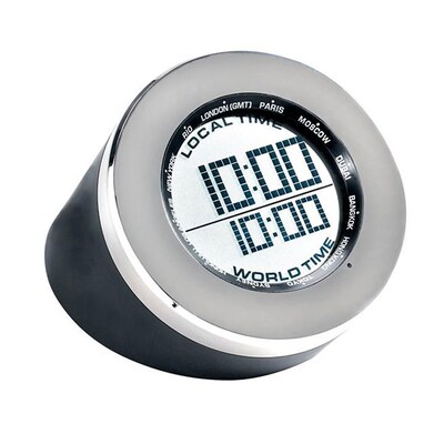 Seth Thomas TBL004102 World Time Multifunction Clock,  Black/Silver