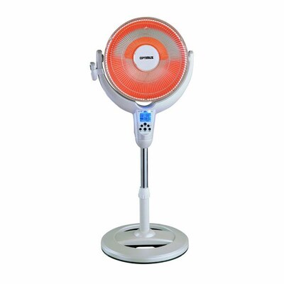 Optimus H-4500 1200 W 14" Oscillating Pedestal Digital Dish Heater With Remote; White/Orange