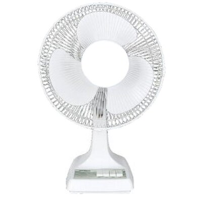 Optimus 3-Speed 12 Oscillating Piano Key Table Fan; White