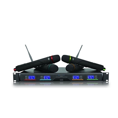 Technical Pro WM1641 Professional UHF Quad Wireless Microphone System,  Black