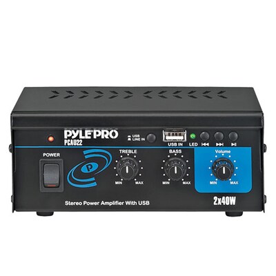 Pyle® PCAU22 Mini 2 x 40 W Stereo Power Amplifier With USB Input