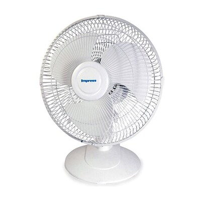 Impress IM-712 12" Oscillating Table Fan; White