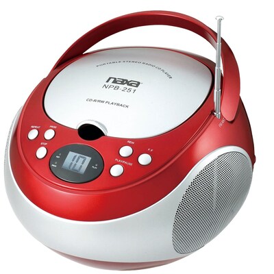 Naxa® NPB-251 Portable CD Player With AM/FM Stereo Radio,  Red