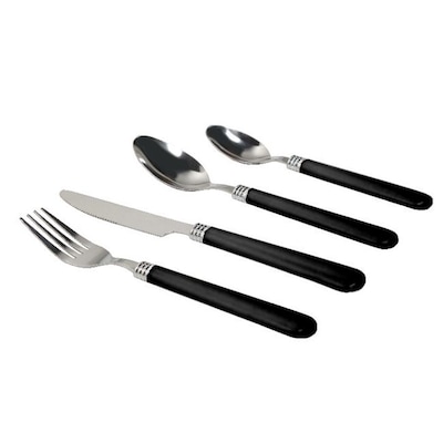 Gibson Sensations II Plastic Handle Flatware Set, 16 Piece, Black