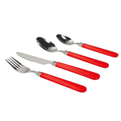 Gibson Sensations II Plastic Handle Flatware Set, 16 Piece, Red (93581981M)