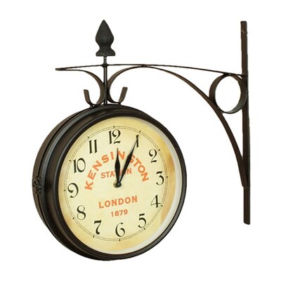 Nostalgic XH02000 Kensington Station Large Double Side Clock,  Black