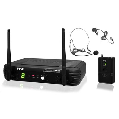 Pyle® PDWM1904 Professional UHF Wireless Body Pack Transmitter Microphone System,  Black