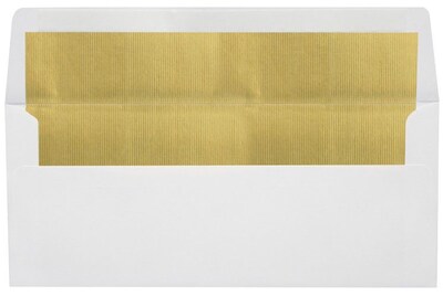 LUX® 60lbs. 4 1/8 x 9 1/2 #10 Business Envelopes, White With Gold LUX Lining, 250/BX