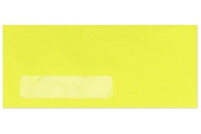 LUX Moistenable Glue #10 Window Envelope, 4 1/2 x 9 1/2, Electric Yellow, 500/Box (4261-20-500)